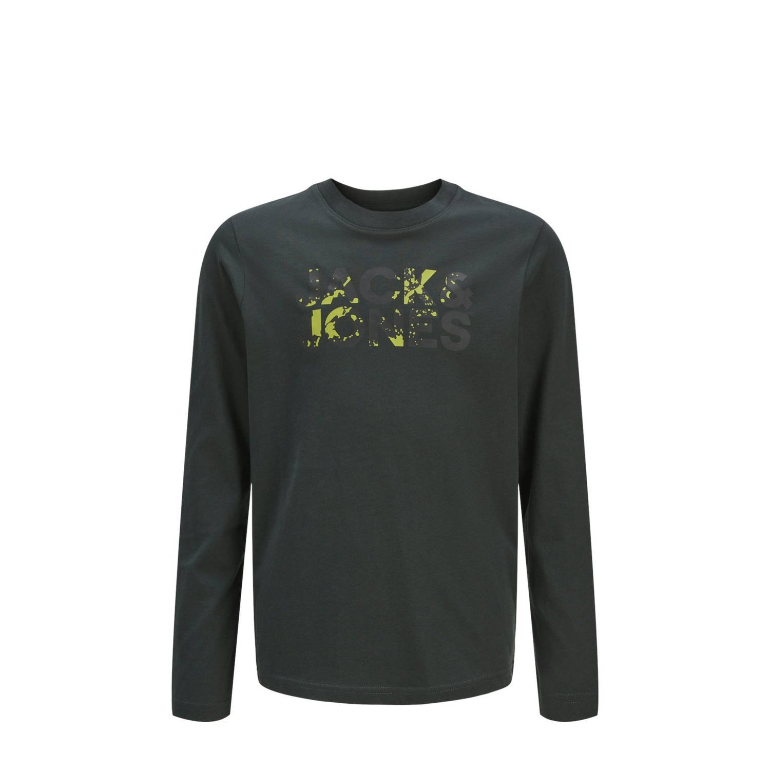 JACK & JONES JUNIOR longsleeve JJSTYD CORP SPLASH met logo donkergroen