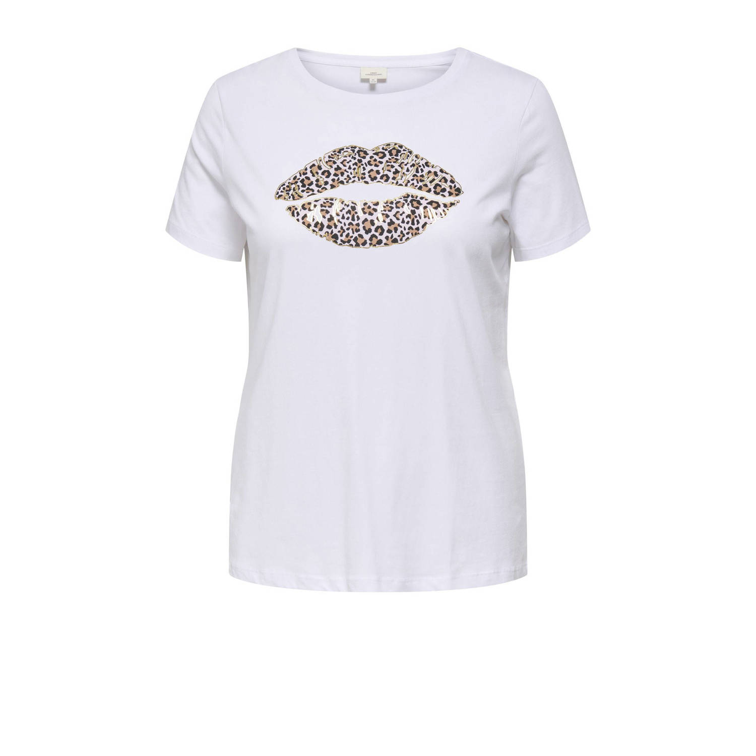 ONLY CARMAKOMA T-shirt CARLAMETIA met printopdruk wit
