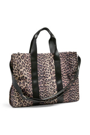 shopper PCSARAH met panterprint bruin/zwart
