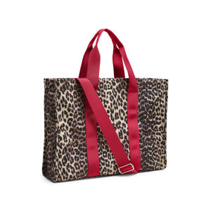 shopper PCSARAH met panterprint bruin/rood