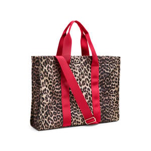 shopper PCSARAH met panterprint bruin/rood