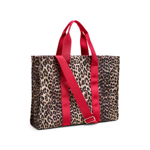 PIECES shopper PCSARAH met panterprint bruin/rood afbeelding