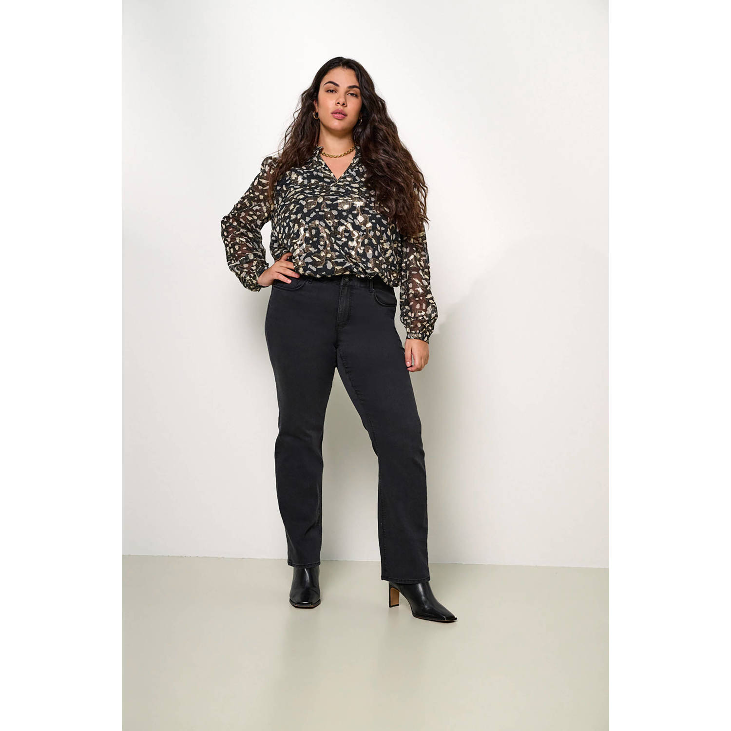 ONLY CARMAKOMA top CARMALIKO zwart kaki