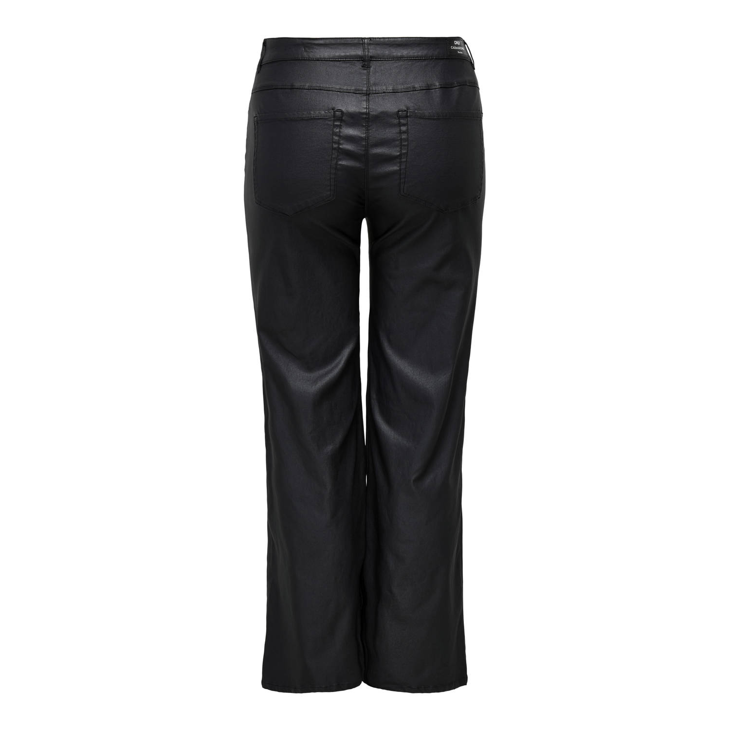 ONLY CARMAKOMA coated high waist wide leg broek zwart