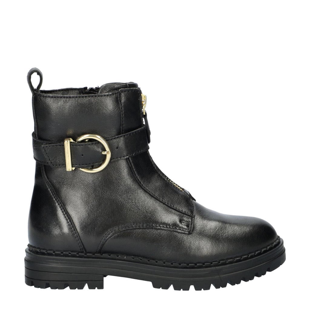 Zwarte meisjes Nelson Kids leren enkelboots met ritssluiting