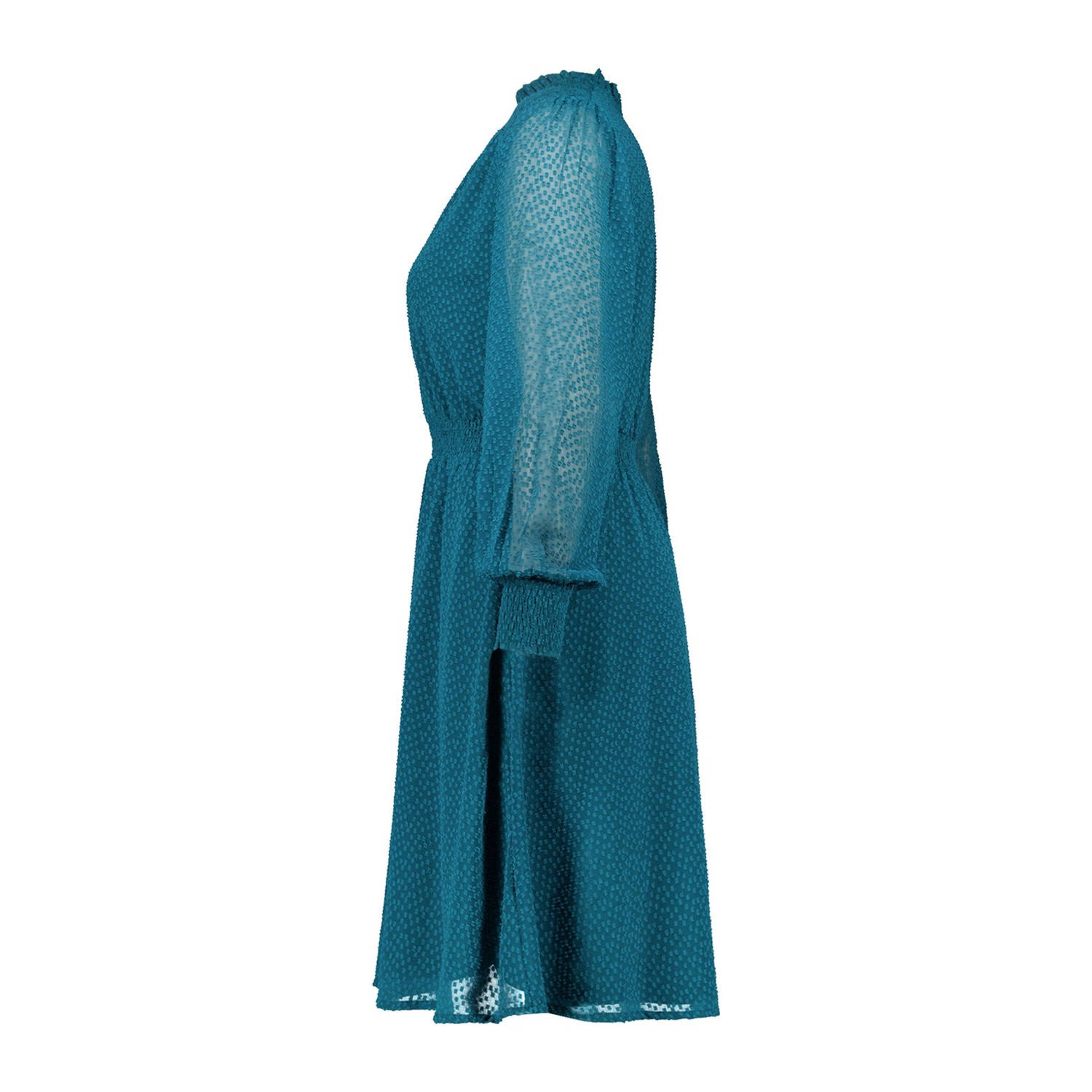MS Mode blousejurk met stippen petrol