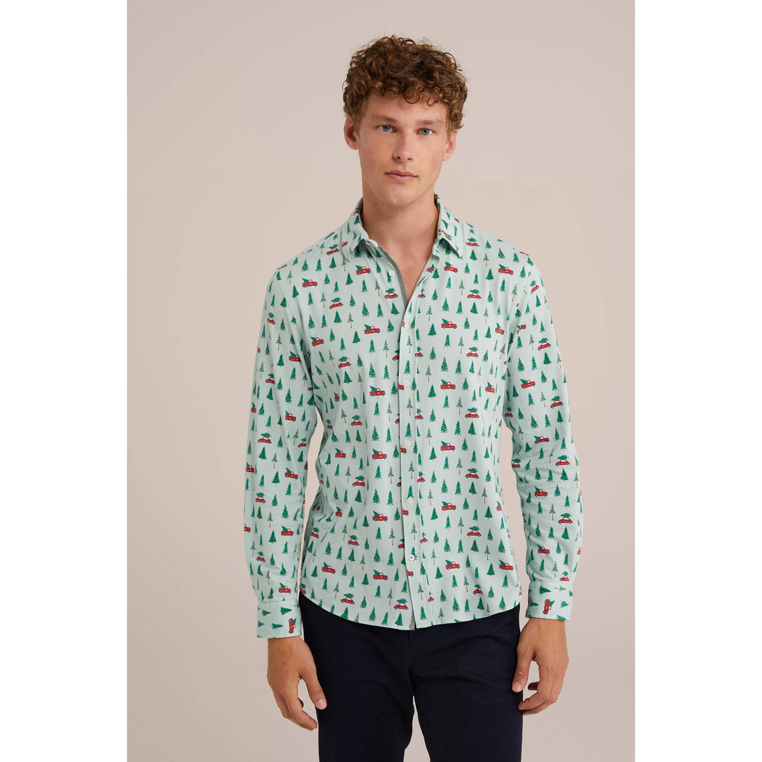 WE Fashion overhemd met all over print mintgroen