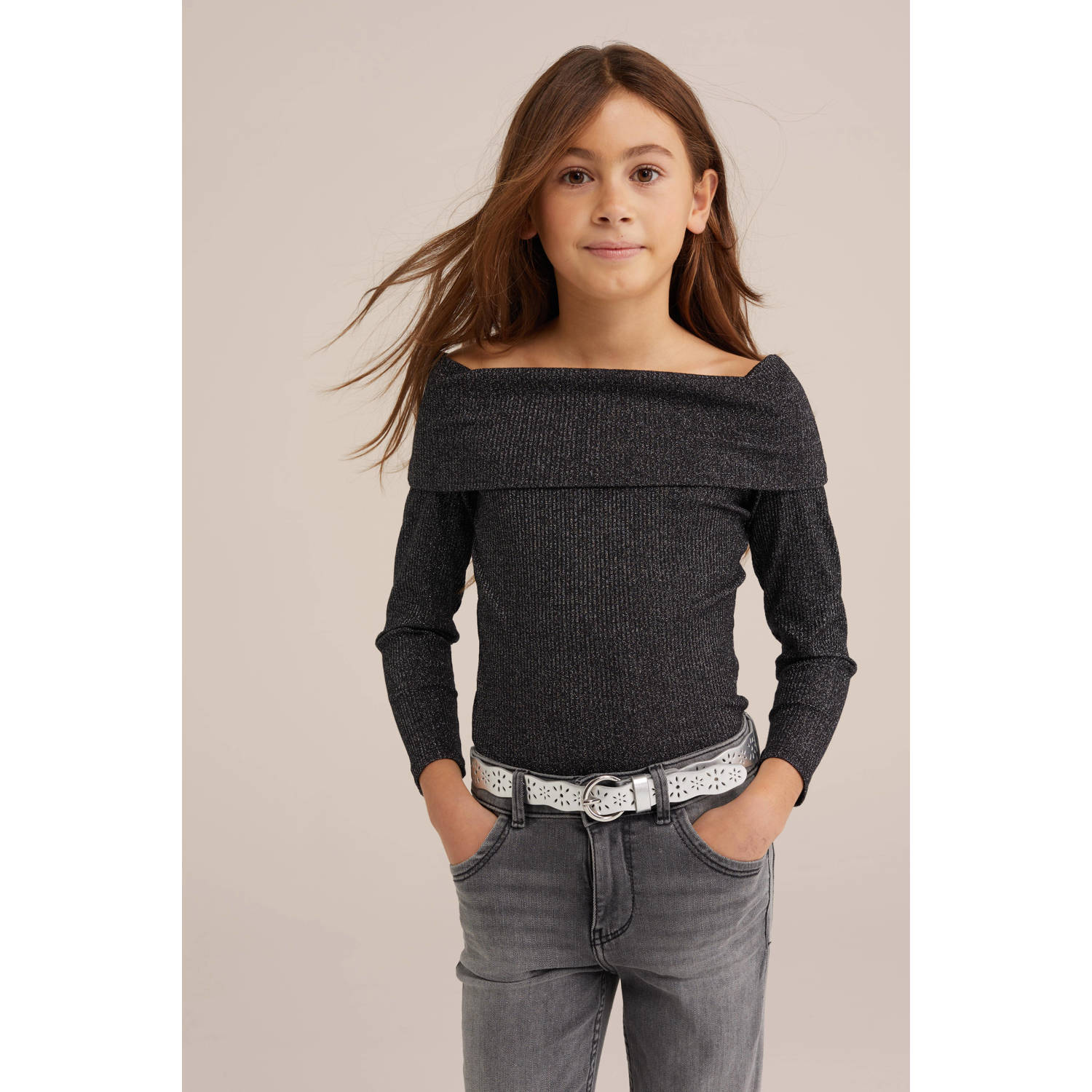 WE Fashion gebreide trui zwart