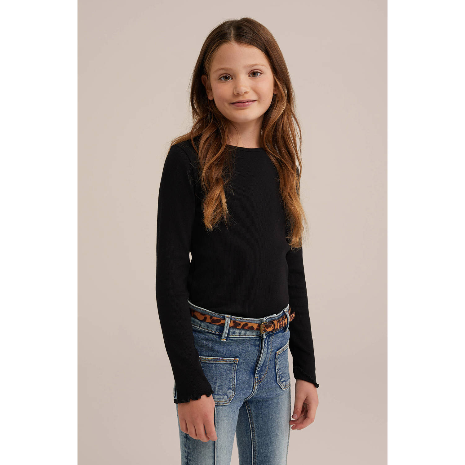 WE Fashion WE Fundamentals longsleeve set van 2 zwart wit