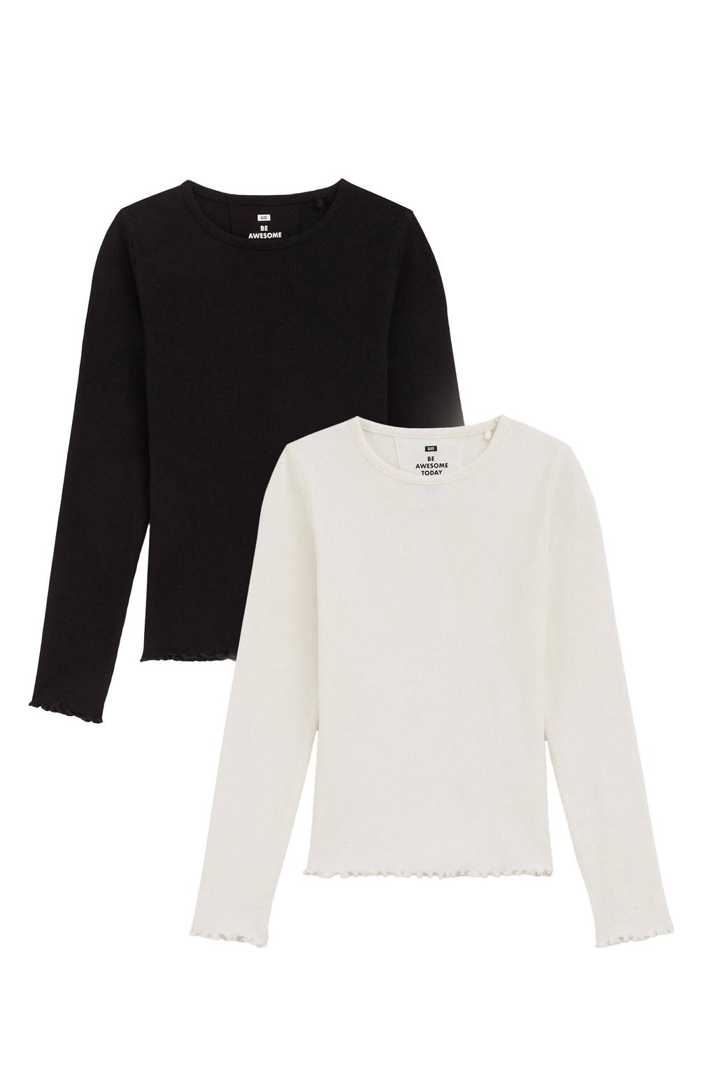 WE Fundamentals longsleeve - zwart/wit (set van 2)