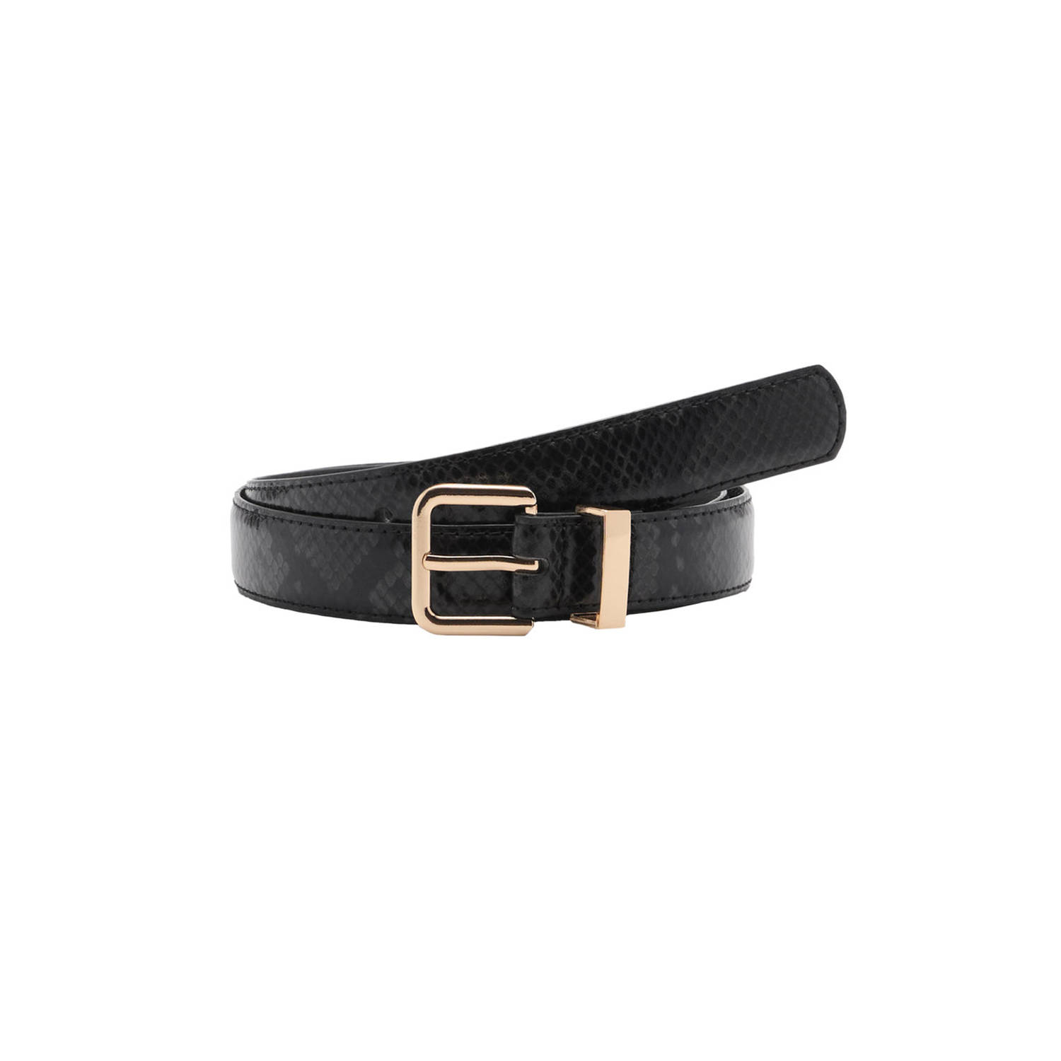 Mango riem met slangenprint zwart