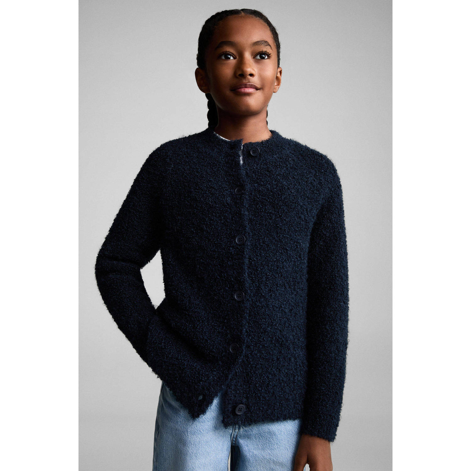 Mango Kids vest marine gebreid