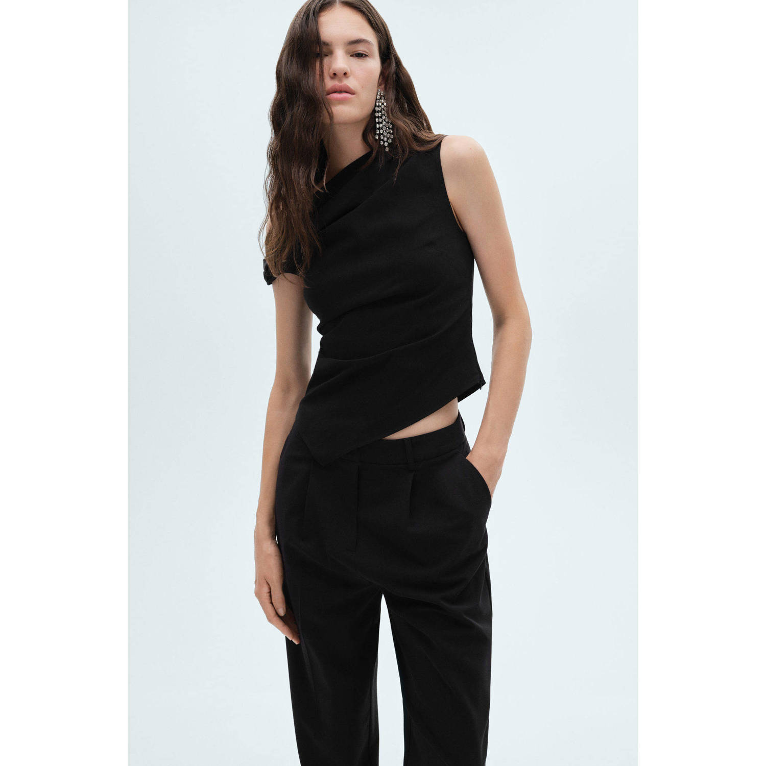 Mango one shouldertop zwart