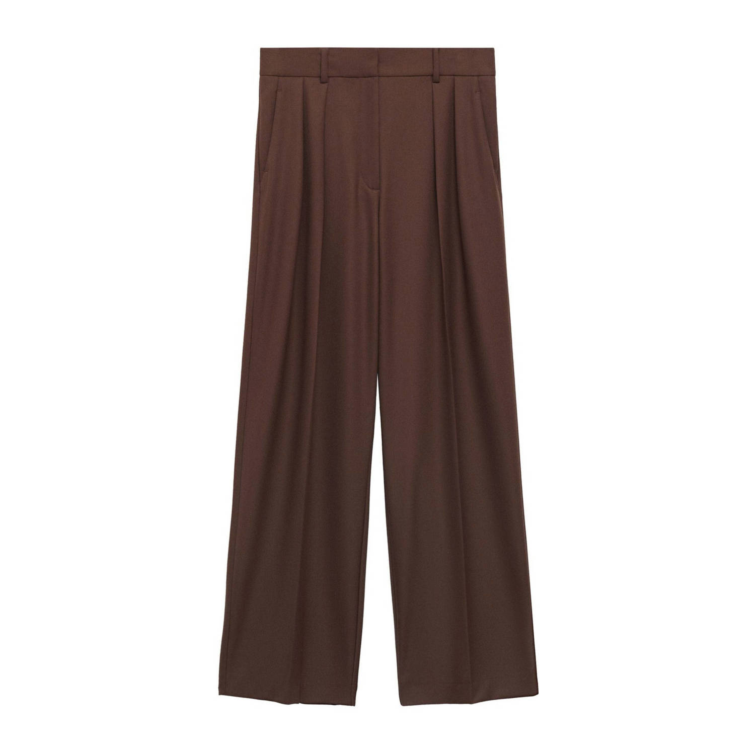 Mango wide leg pantalon donkerbruin
