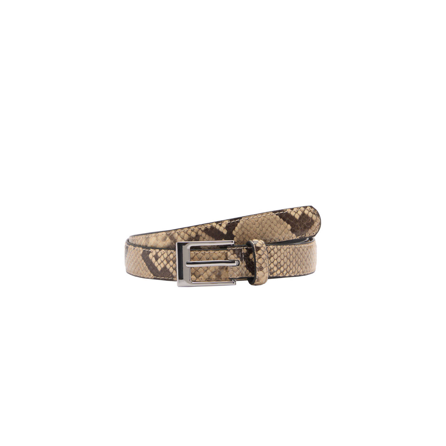 Mango riem met slangenprint beige