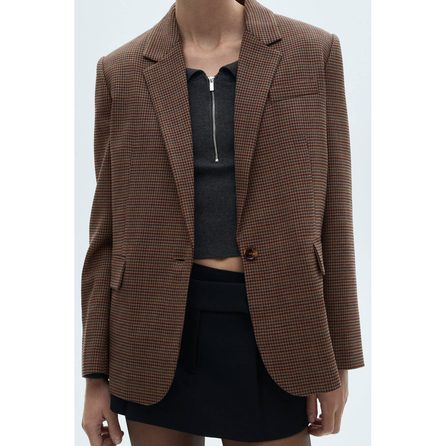 Mango regular geruite blazer bruin