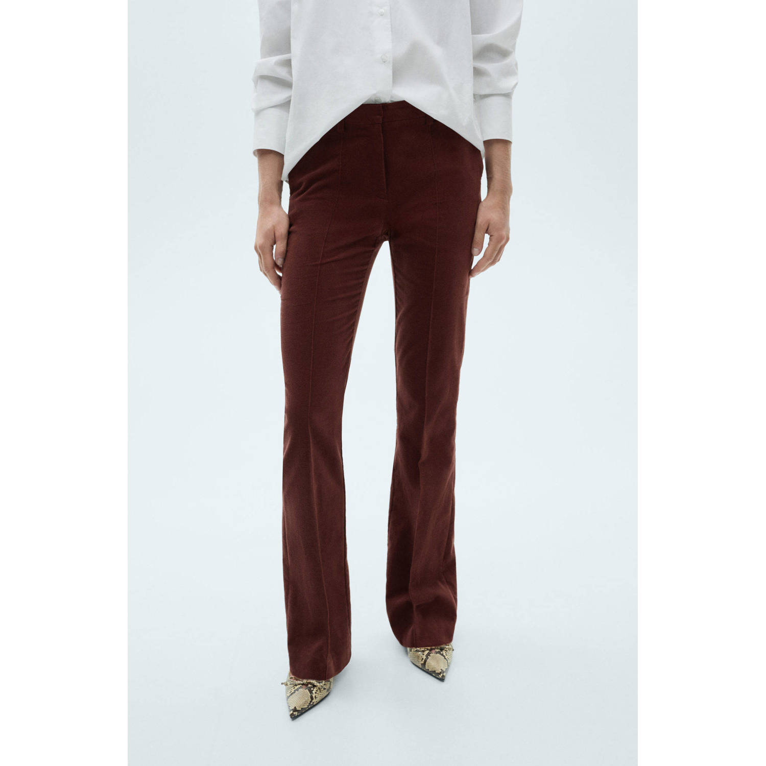 Mango straight fit donkerrood