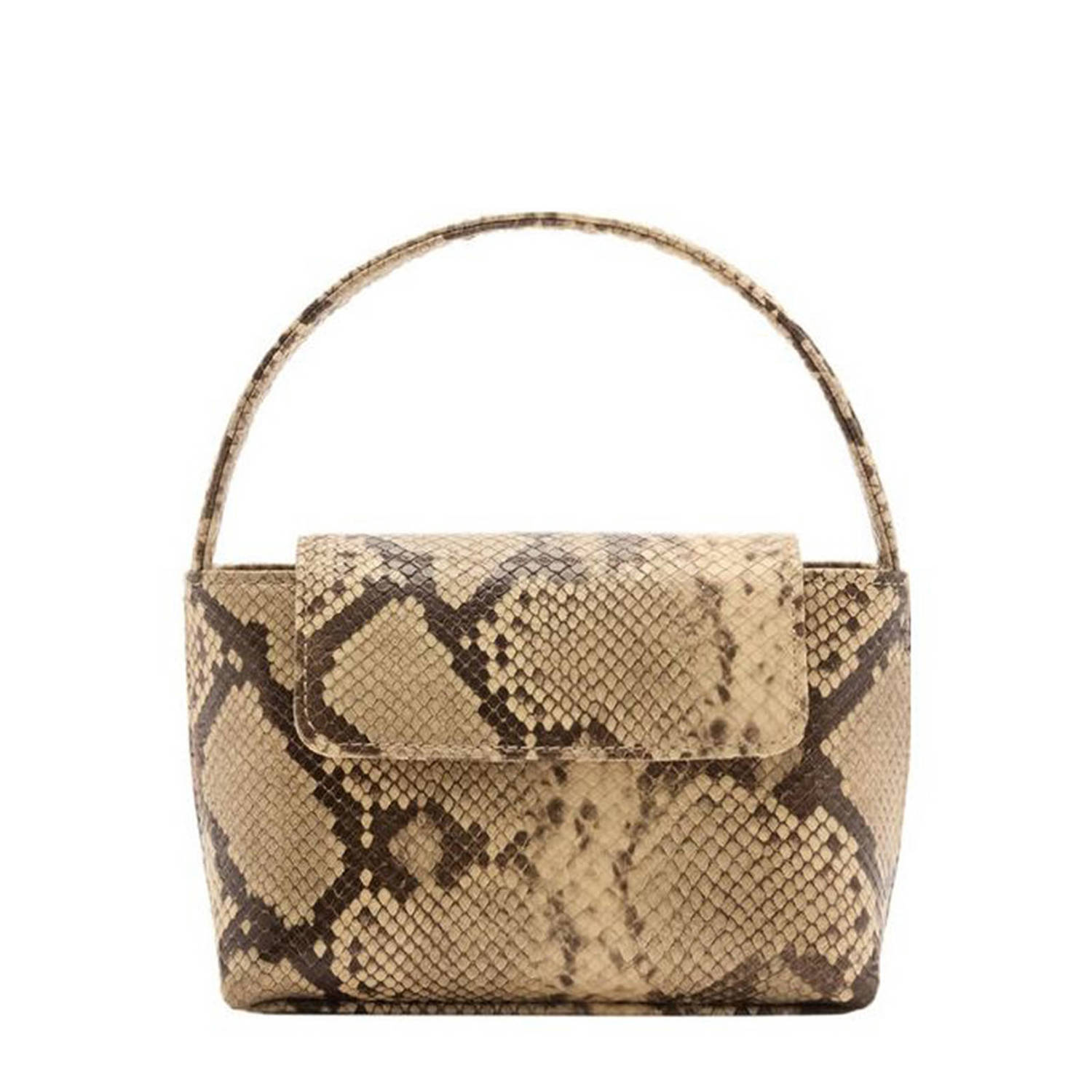 Mango crossbody tas met slangenprint beige