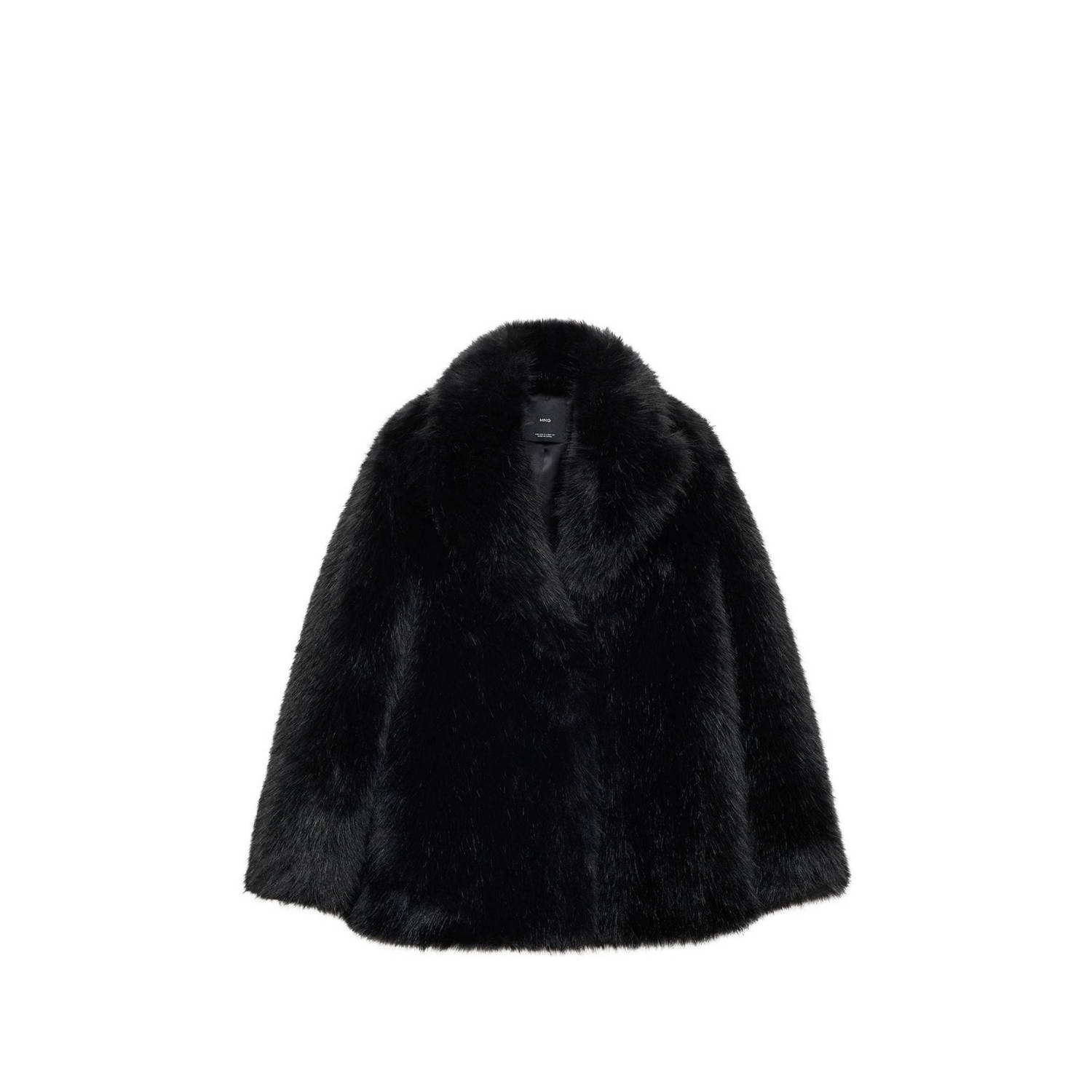Mango faux fur jas zwart