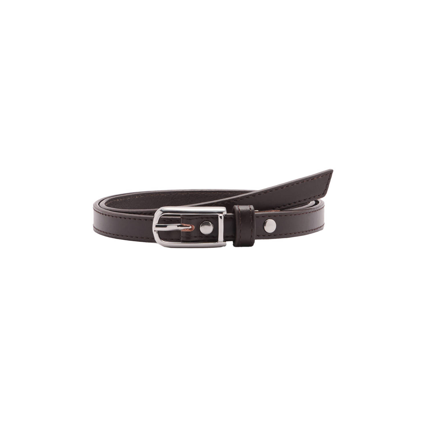 Mango leren riem donkerbruin