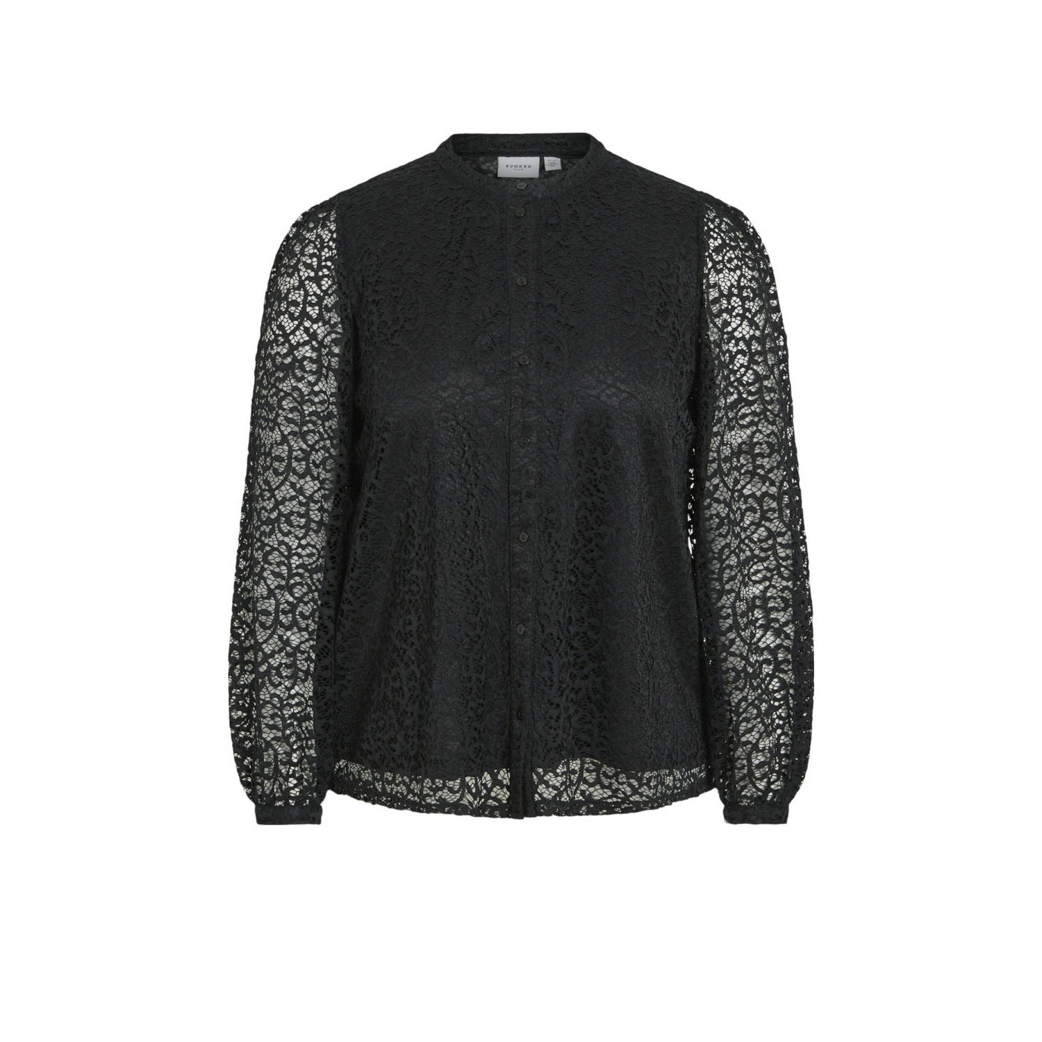 EVOKED VILA semi-transparante kanten blouse VIGLAZE zwart