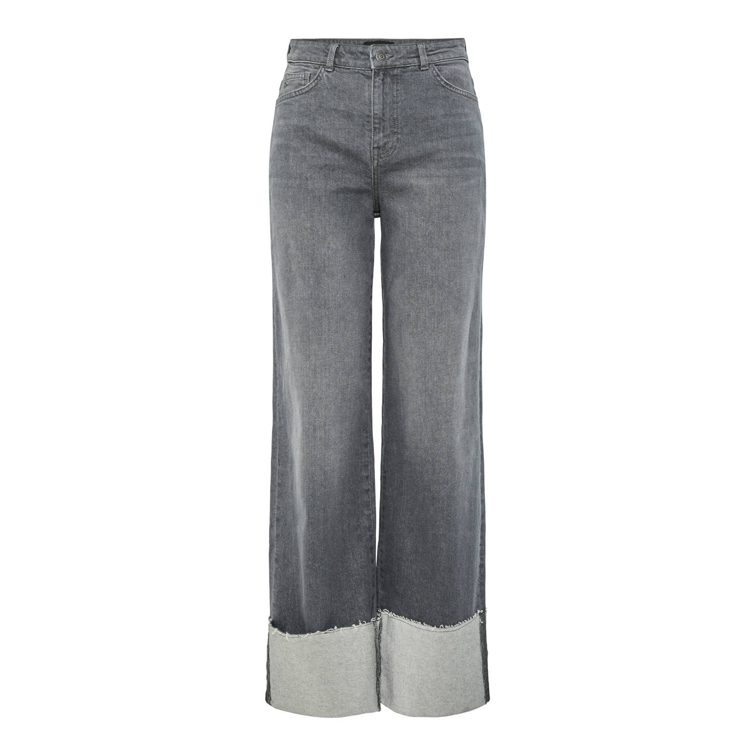PIECES Curve high waist straight leg jeans PCPIL grey denim