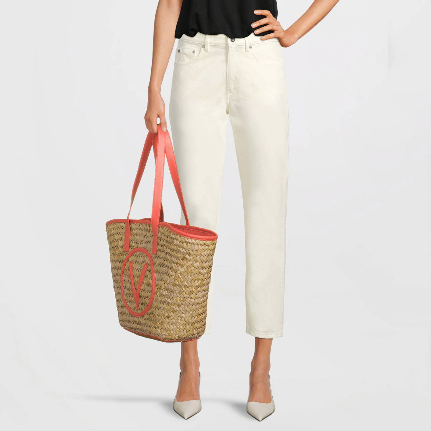 Valentino Bags shopper Samuela naturel oranje
