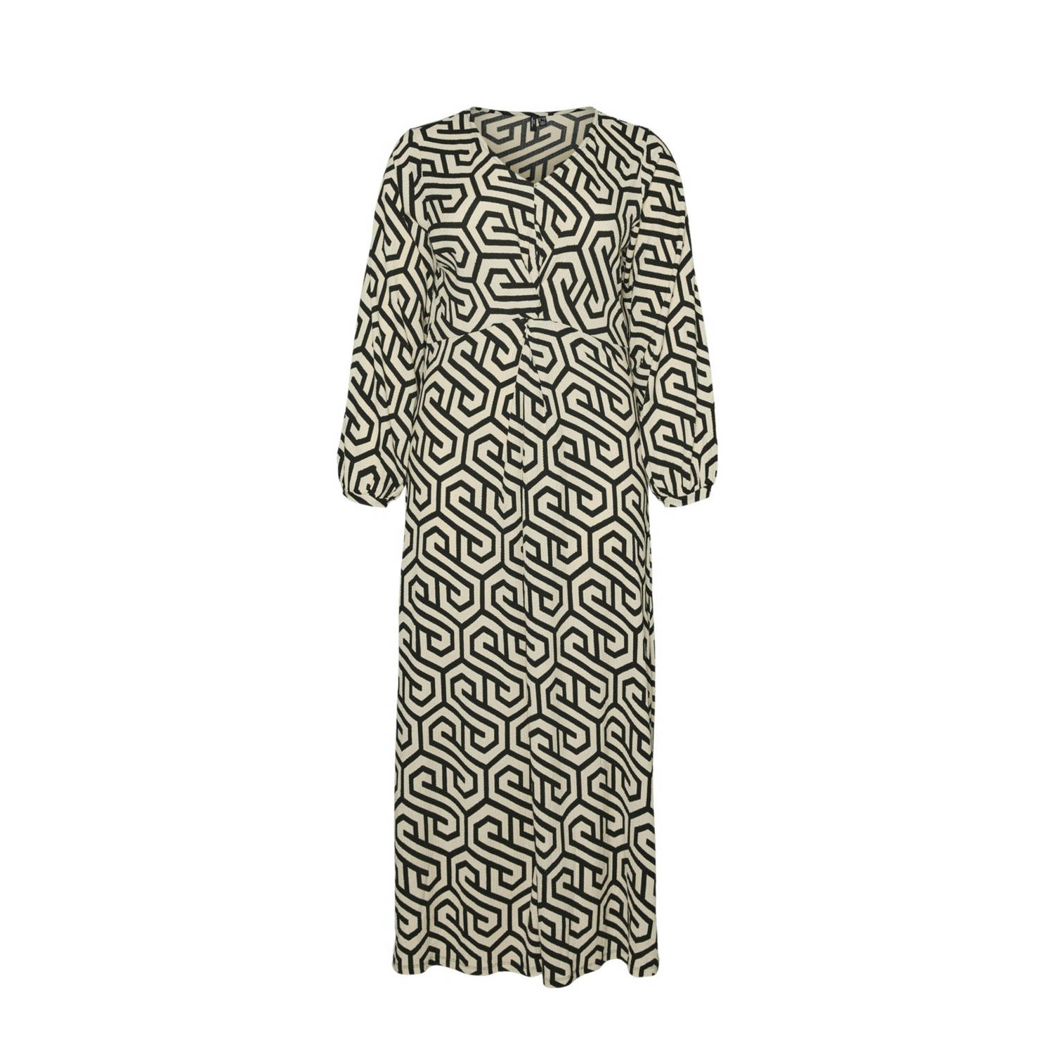 VERO MODA CURVE jurk VMCMERVE met grafische print ecru zwart