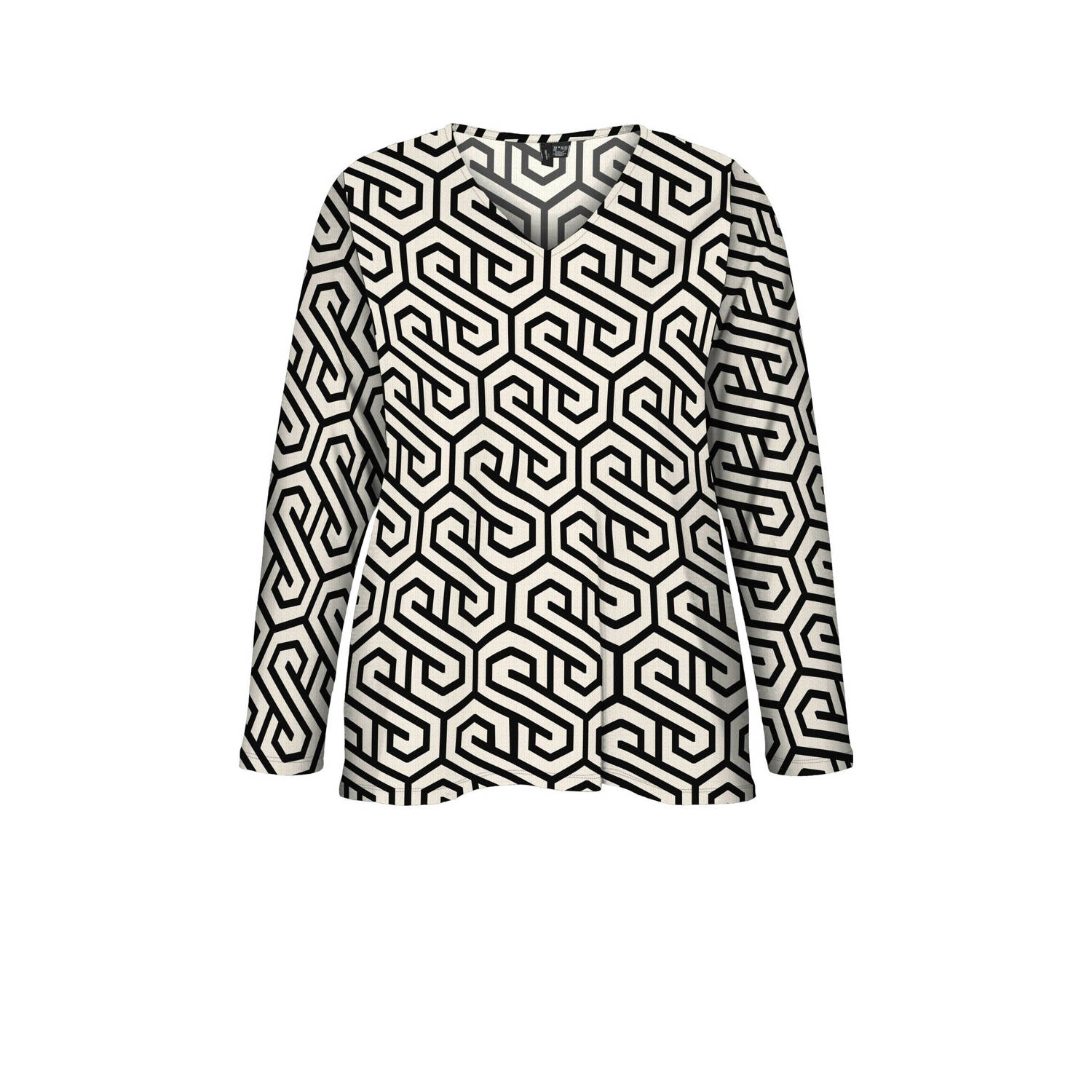 VERO MODA CURVE top met all over print zwart wit