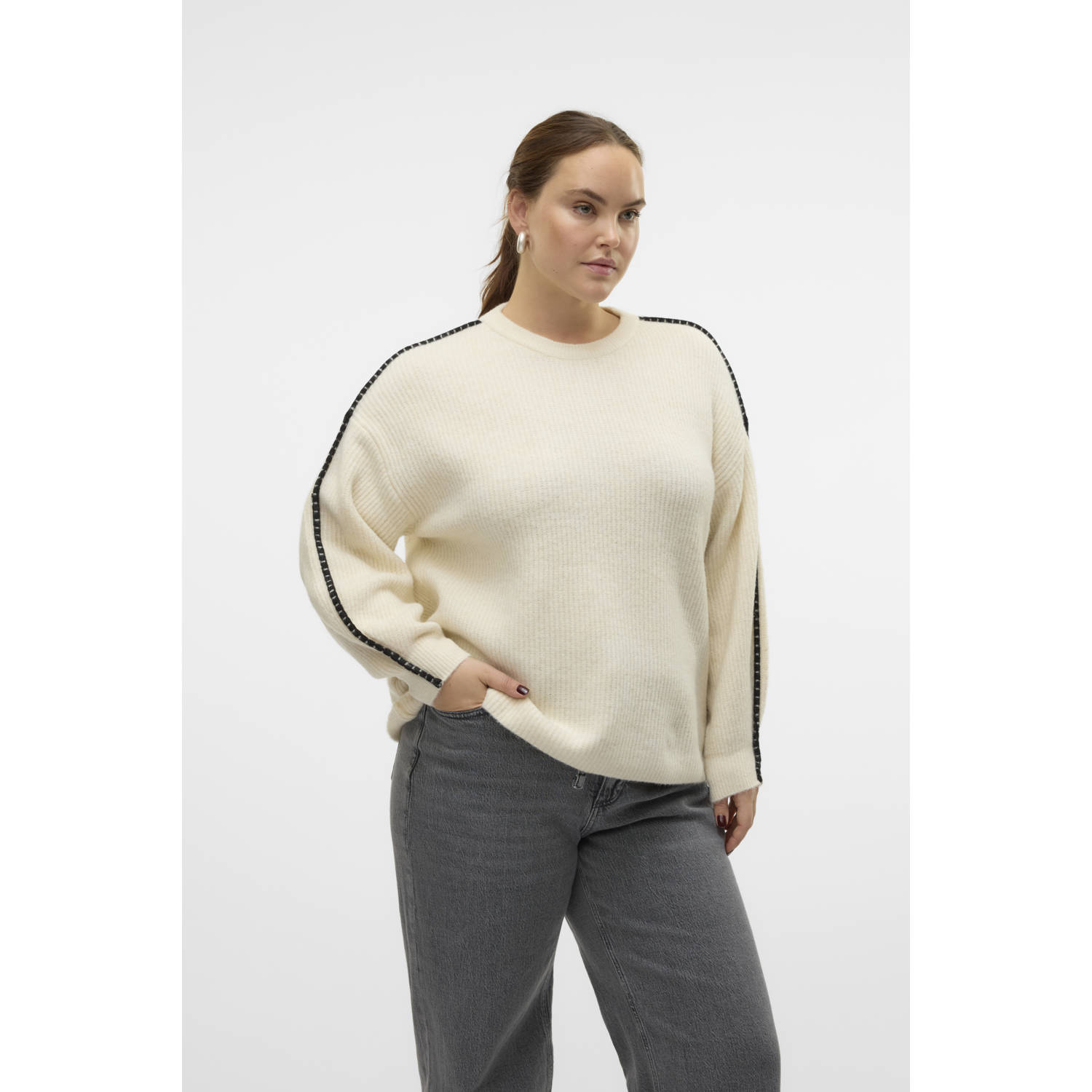 Vero Moda Beige Trui met Steekdetail Beige Dames