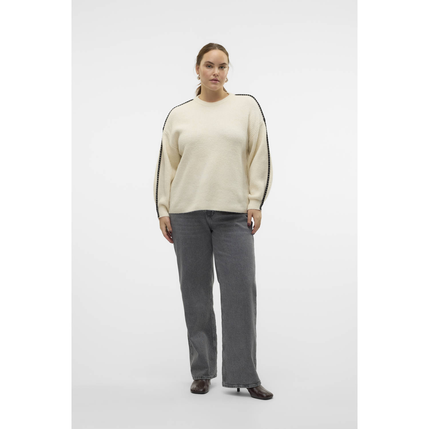 VERO MODA CURVE gebreide trui VMCZORA ecru