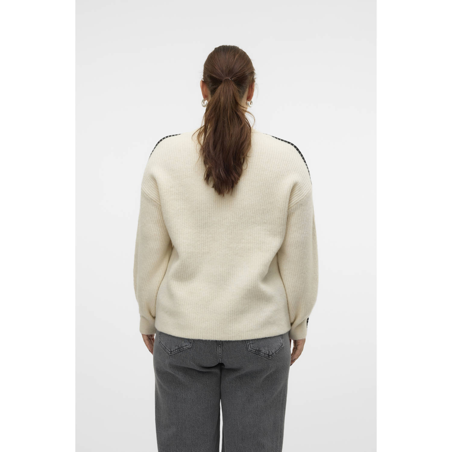 VERO MODA CURVE gebreide trui VMCZORA ecru