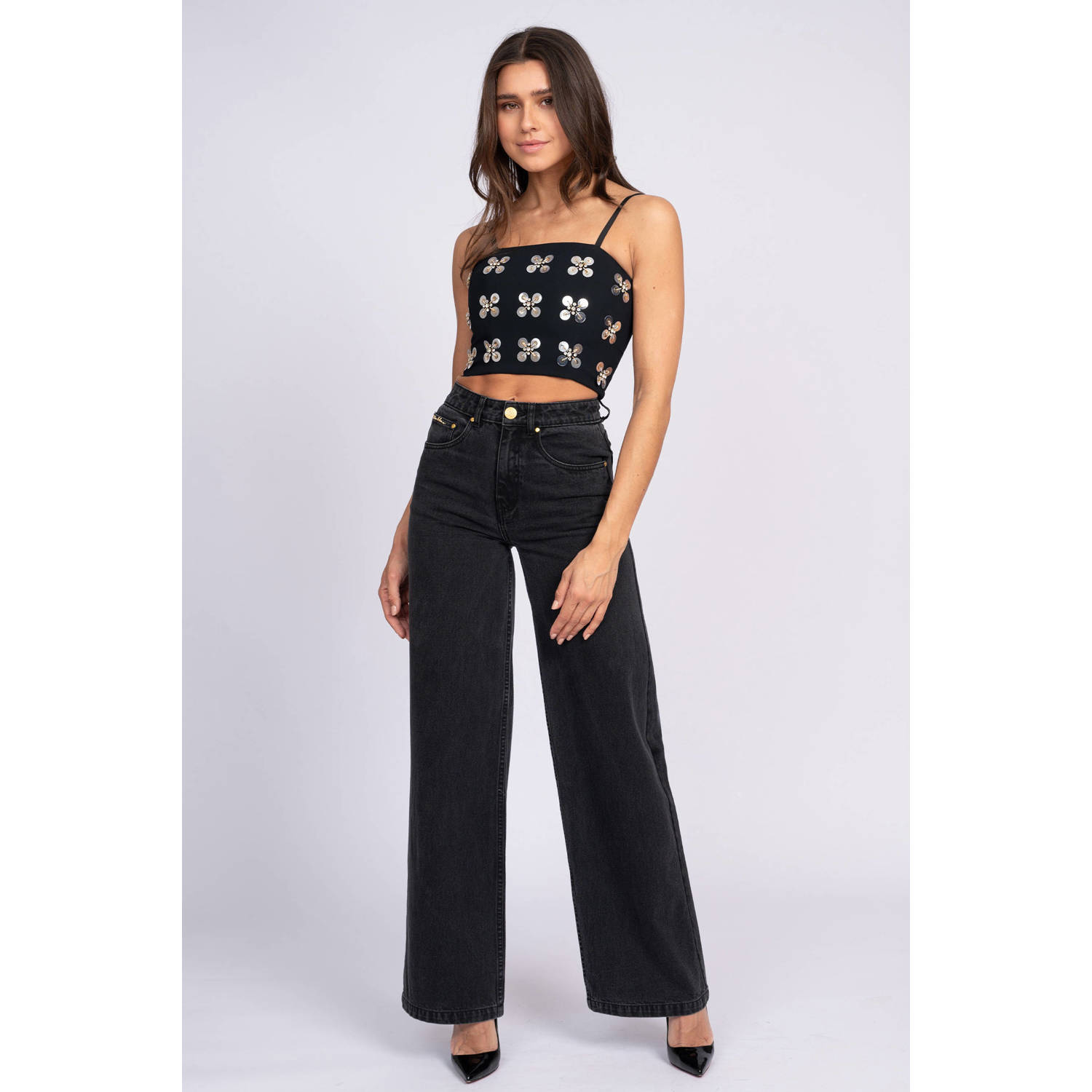 NIKKIE x Anna Nooshin cropped top zwart