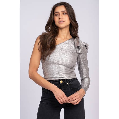 NIKKIE one shoulder top zilver afbeelding