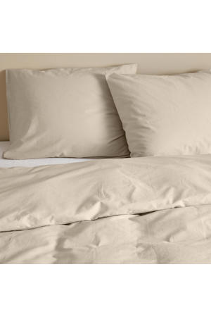 basis dekbedovertrek lits-jumeaux - beige (240x220 cm)