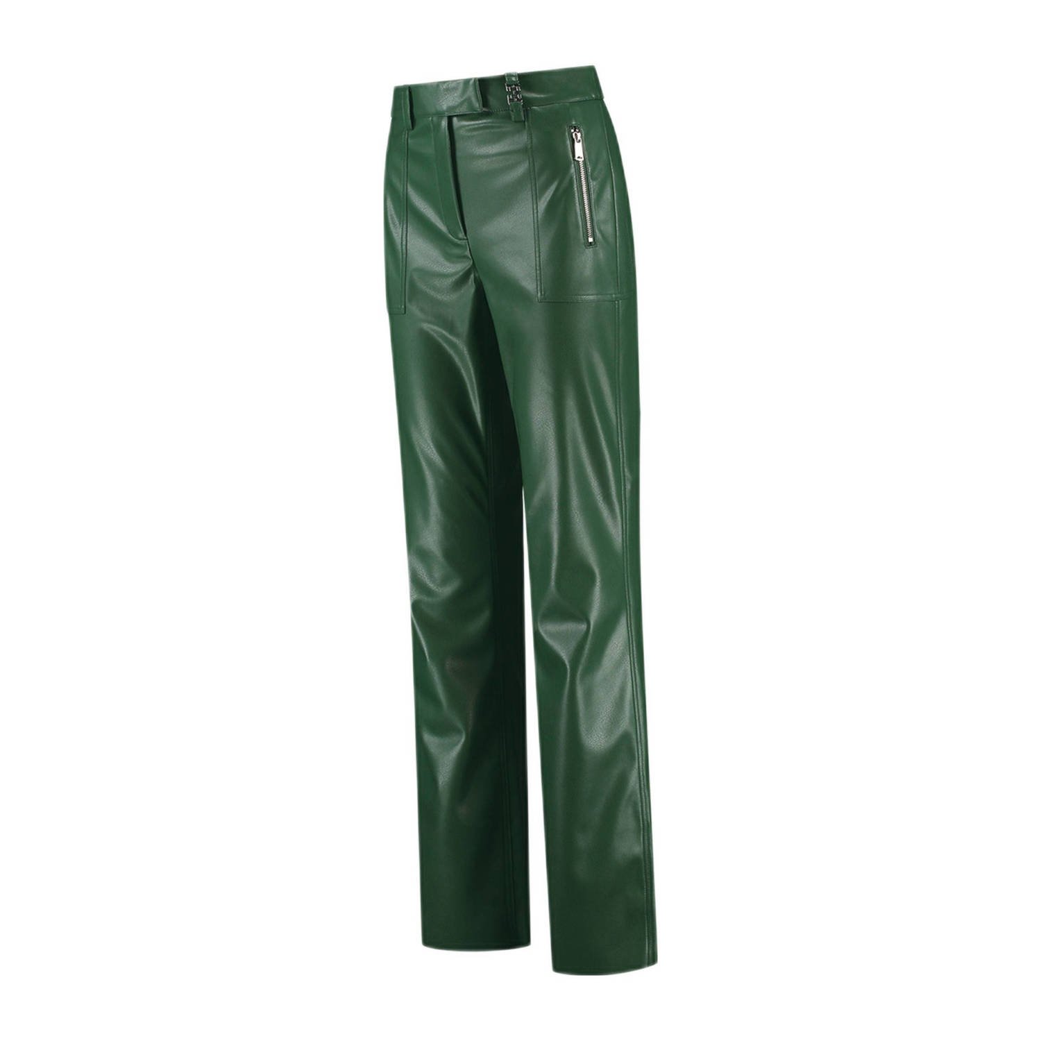 Fifth House wide leg regular waist broek donkergroen