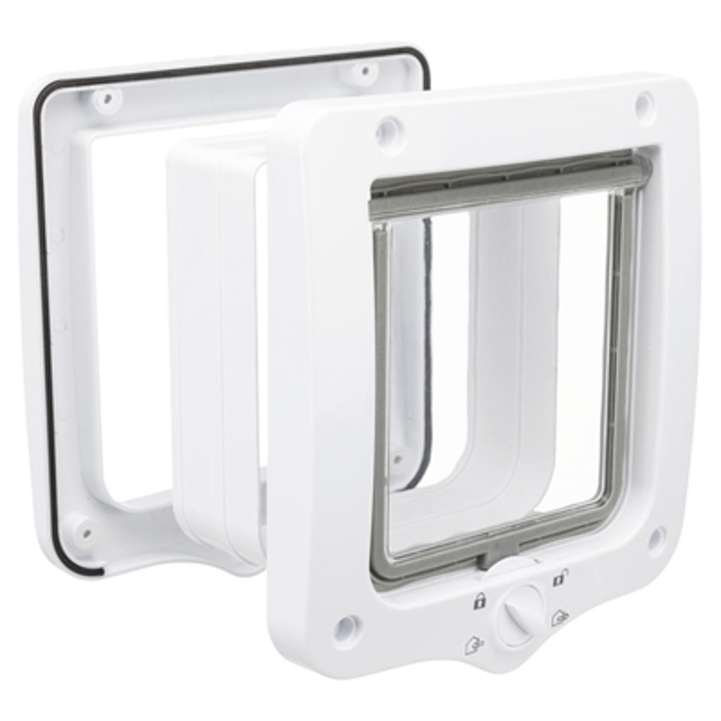 Trixie kattenluik 4-wegs met tunnel Wit 22X20 cm