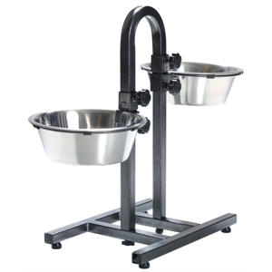 hondenvoer- en drinkbak H Standaard Individueel (verstelbaar) 2 x 2,8 ltr (ø24 cm - max 43 cm hoog)