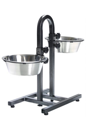 hondenvoer- en drinkbak H Standaard Individueel (verstelbaar) 2 x 2,8 ltr (ø24 cm - max 43 cm hoog)