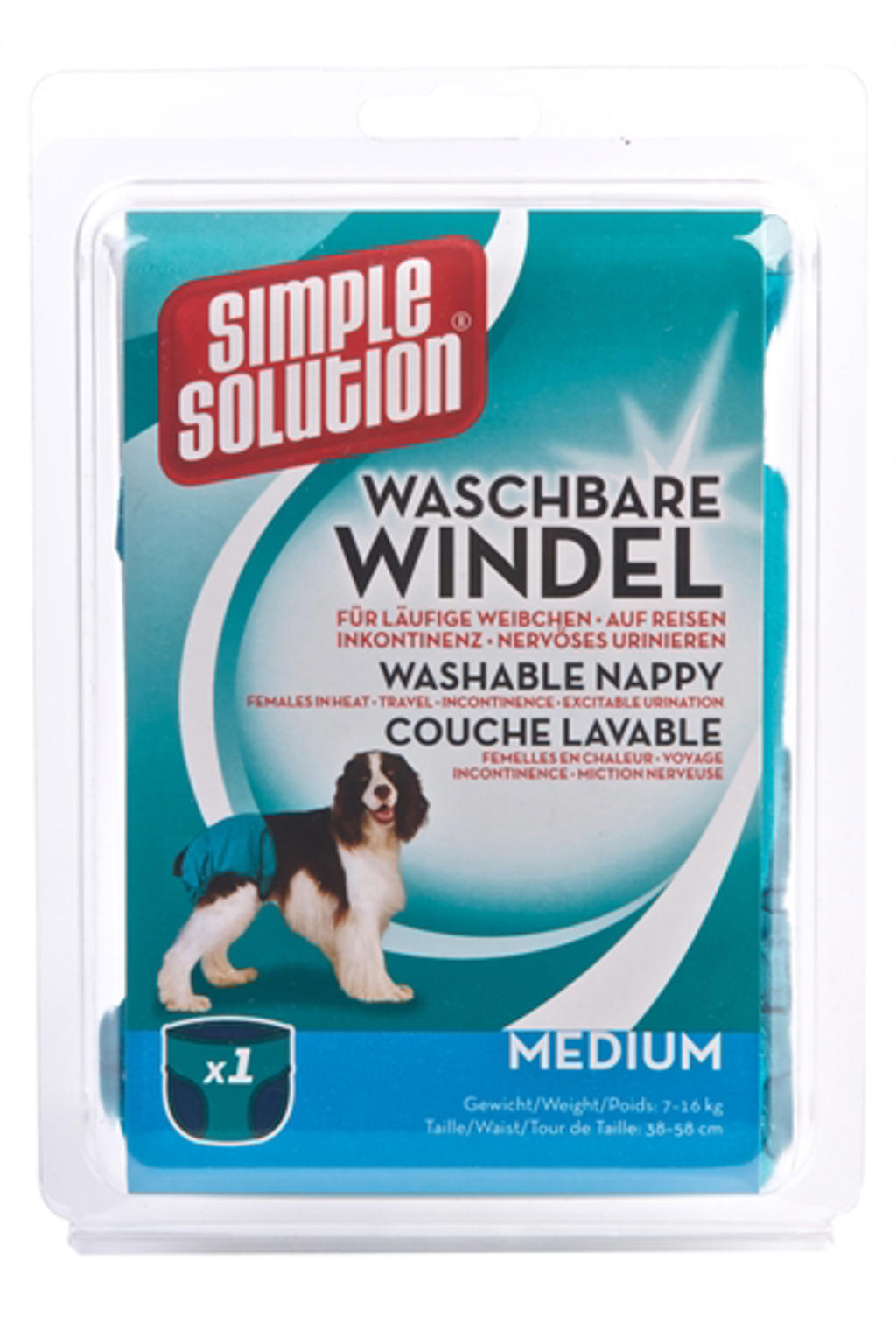 Simple Solution wasbare hondenluier M (taille omtrek: 38-58 cm/gewicht hond: 7-16 kg)