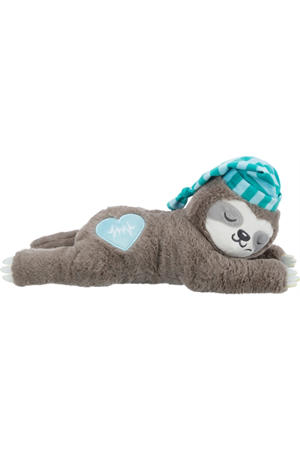 puppy / hondenknuffel met hartslag simulator Luiaard Grijs 34 cm