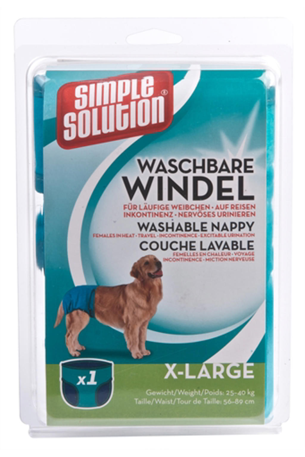 Simple Solution wasbare hondenluier XL (taille omtrek: 56-89 cm/ gewicht: 25-40 kg)