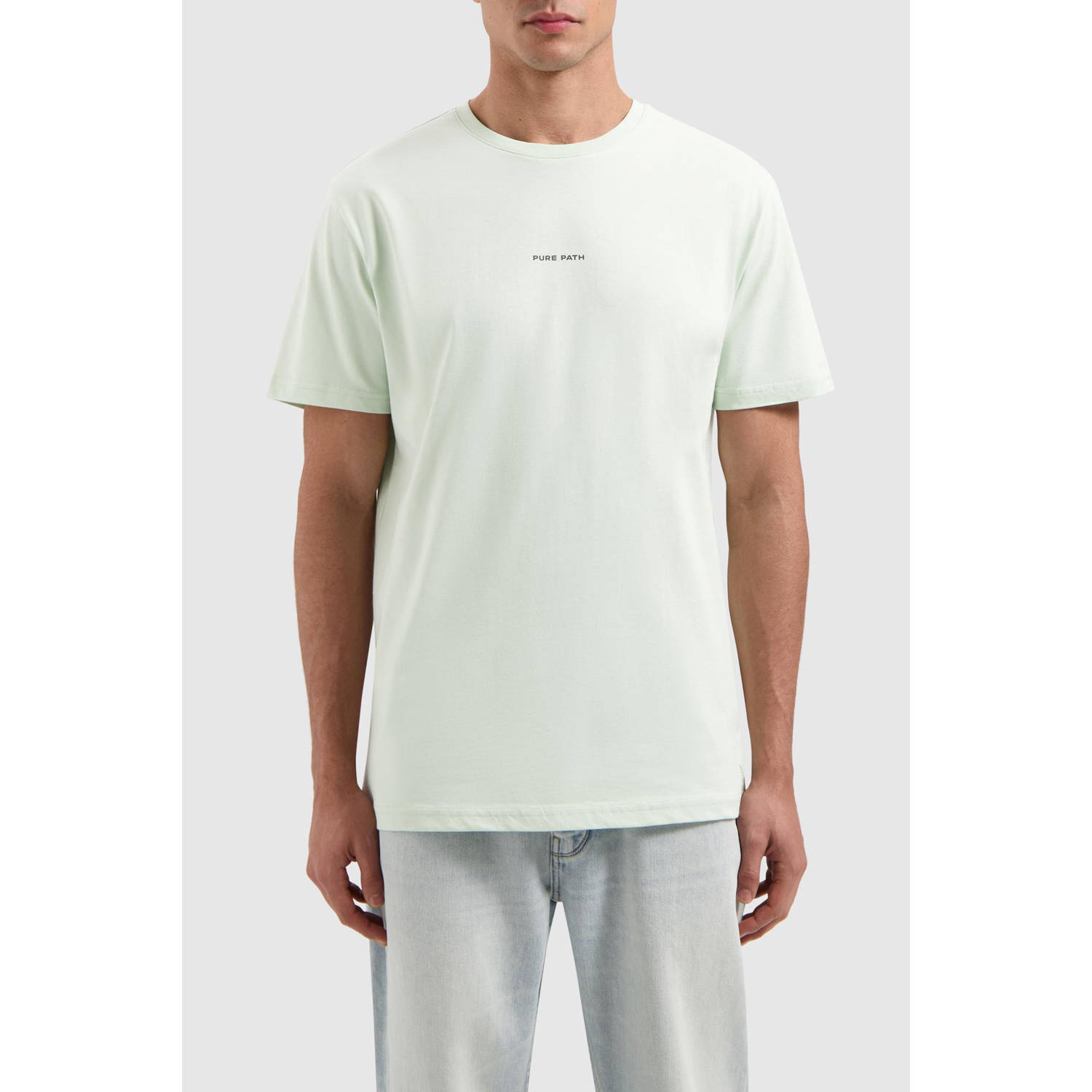 PURE PATH Heren Polo's & T-shirts Regular Fit Crewneck Ss T-shirts Groen