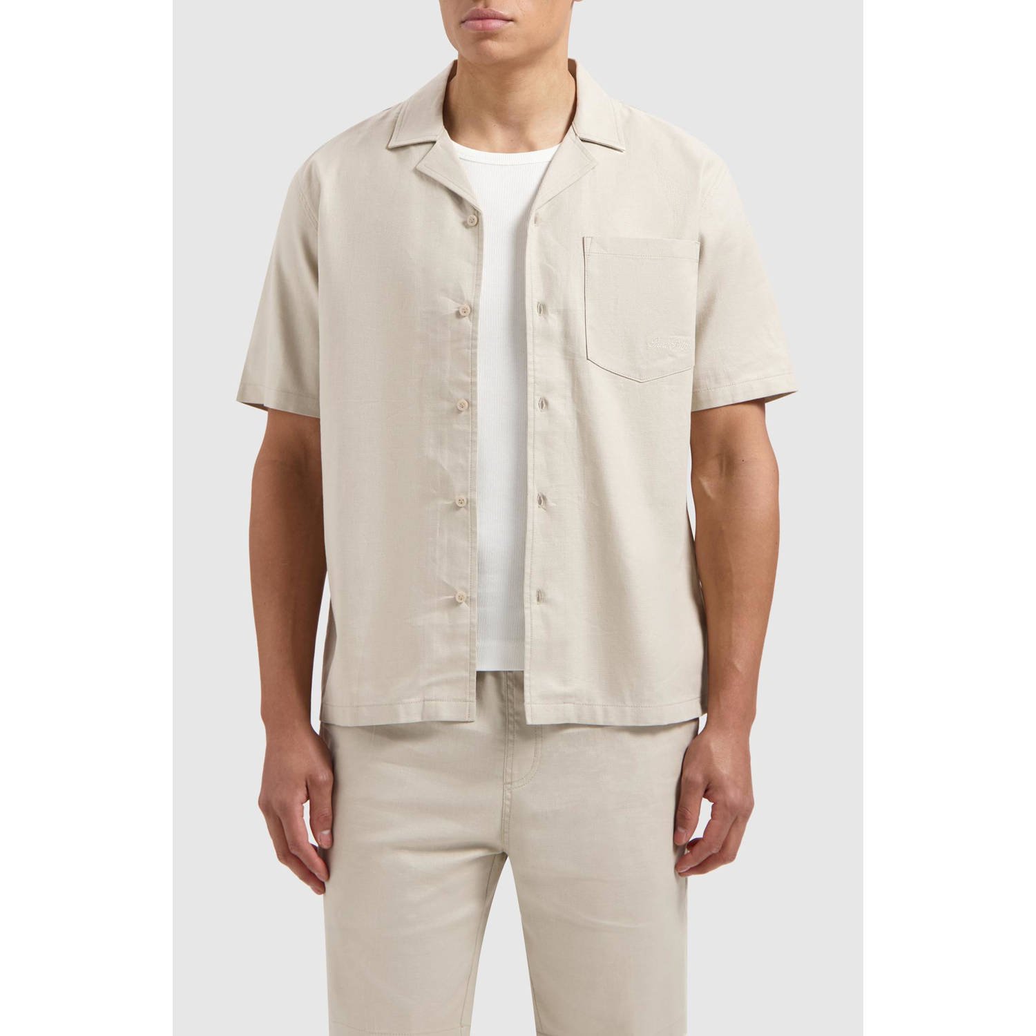 Pure Path linnen casual overhemd beige