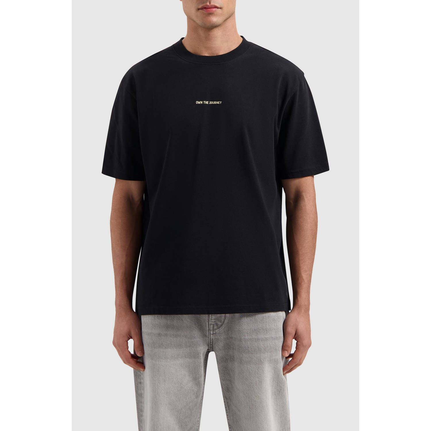 PURE PATH Heren Polo's & T-shirts Loose Fit Crewneck Ss T-shirts Zwart