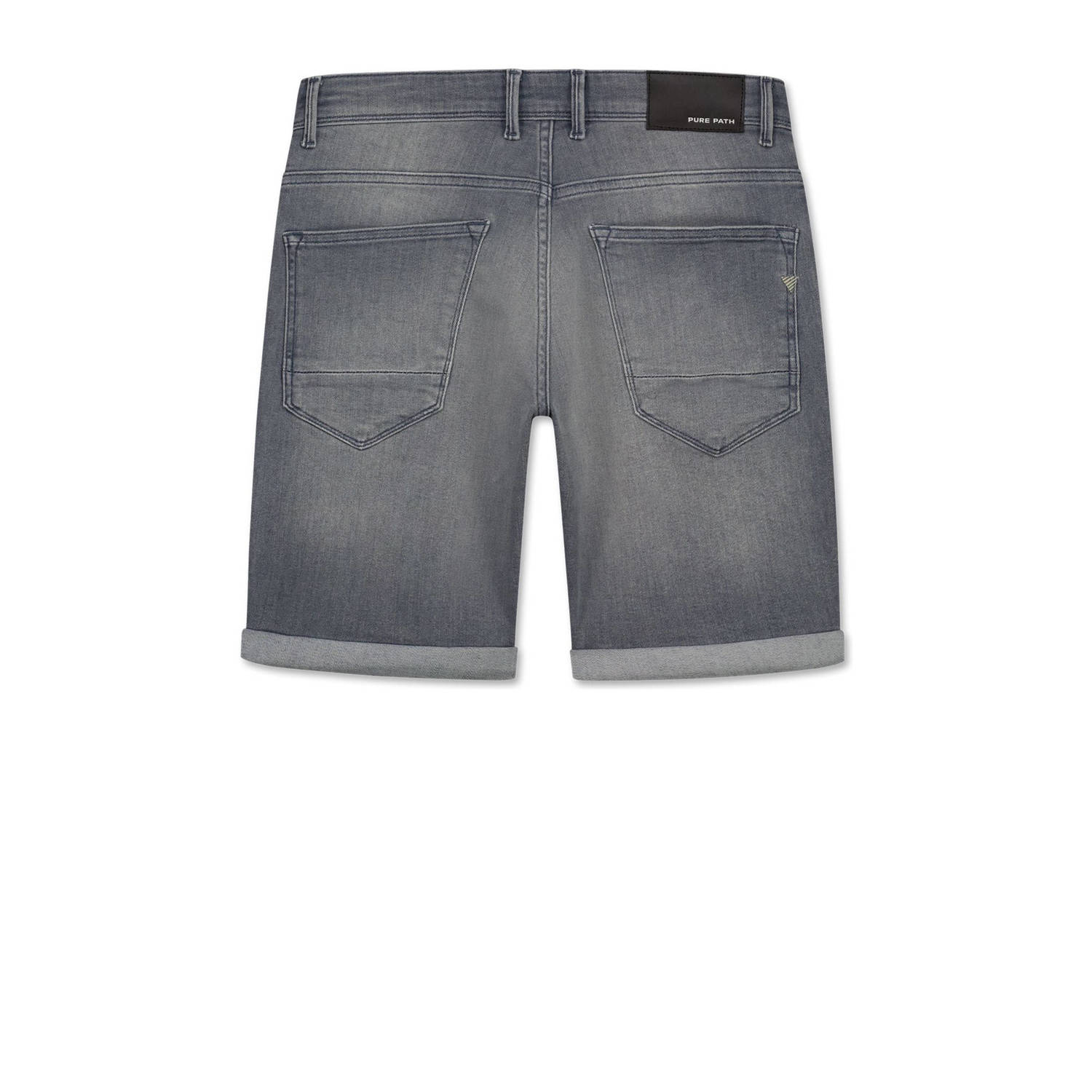 Pure Path slim denim short grijs