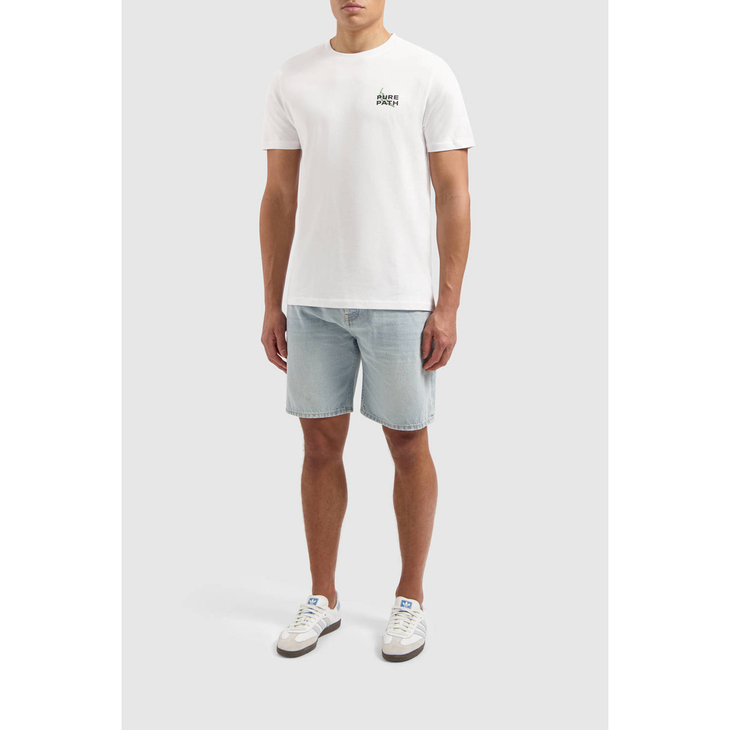 PURE PATH Heren Polo's & T-shirts Regular Fit Crewneck Ss T-shirts Wit