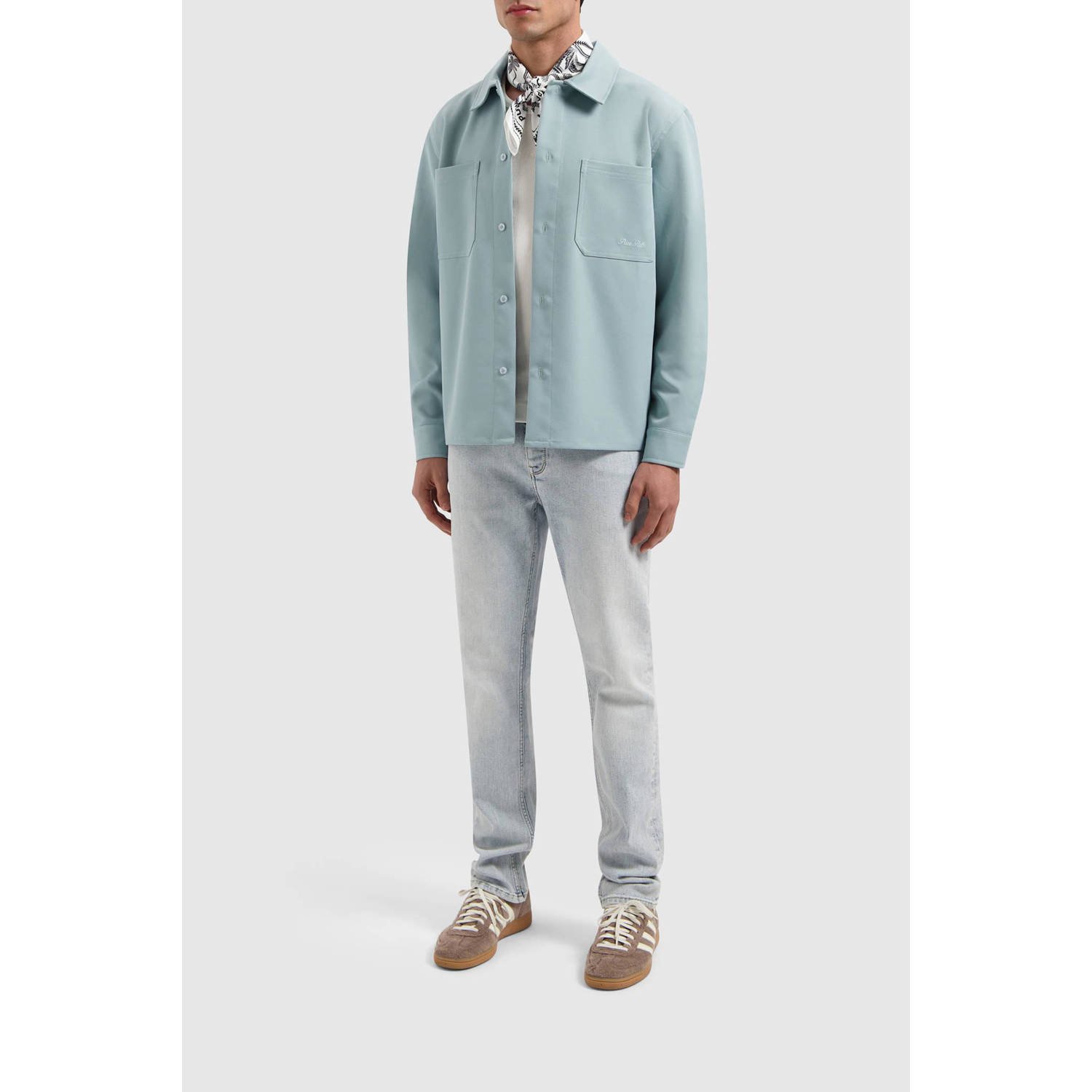 Pure Path oversized overshirt lichtblauw