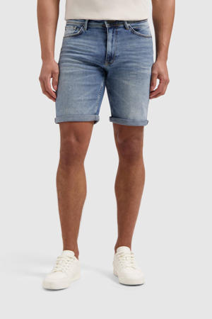 slim denim short blauw