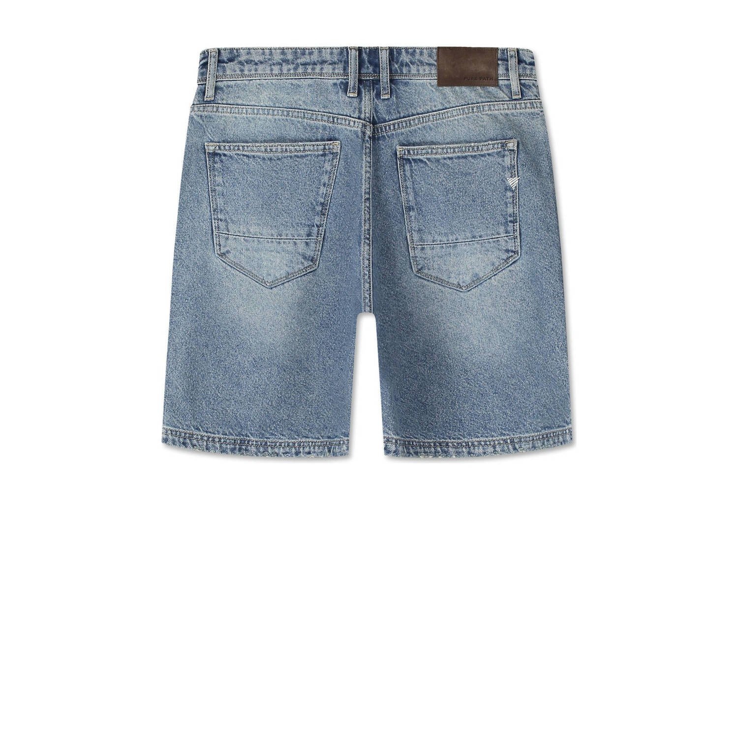 Pure Path denim regular short blauw
